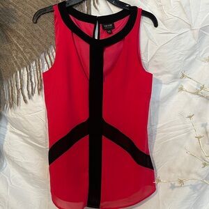 Nicole Miller Red Sleeveless Tank with Black Contrast Panels